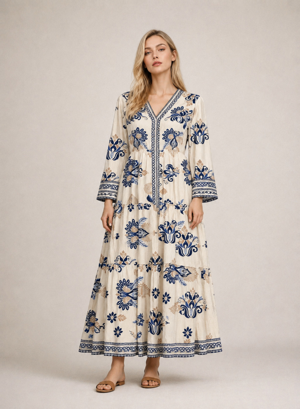 Sukienka Luźna Maxi V-neck