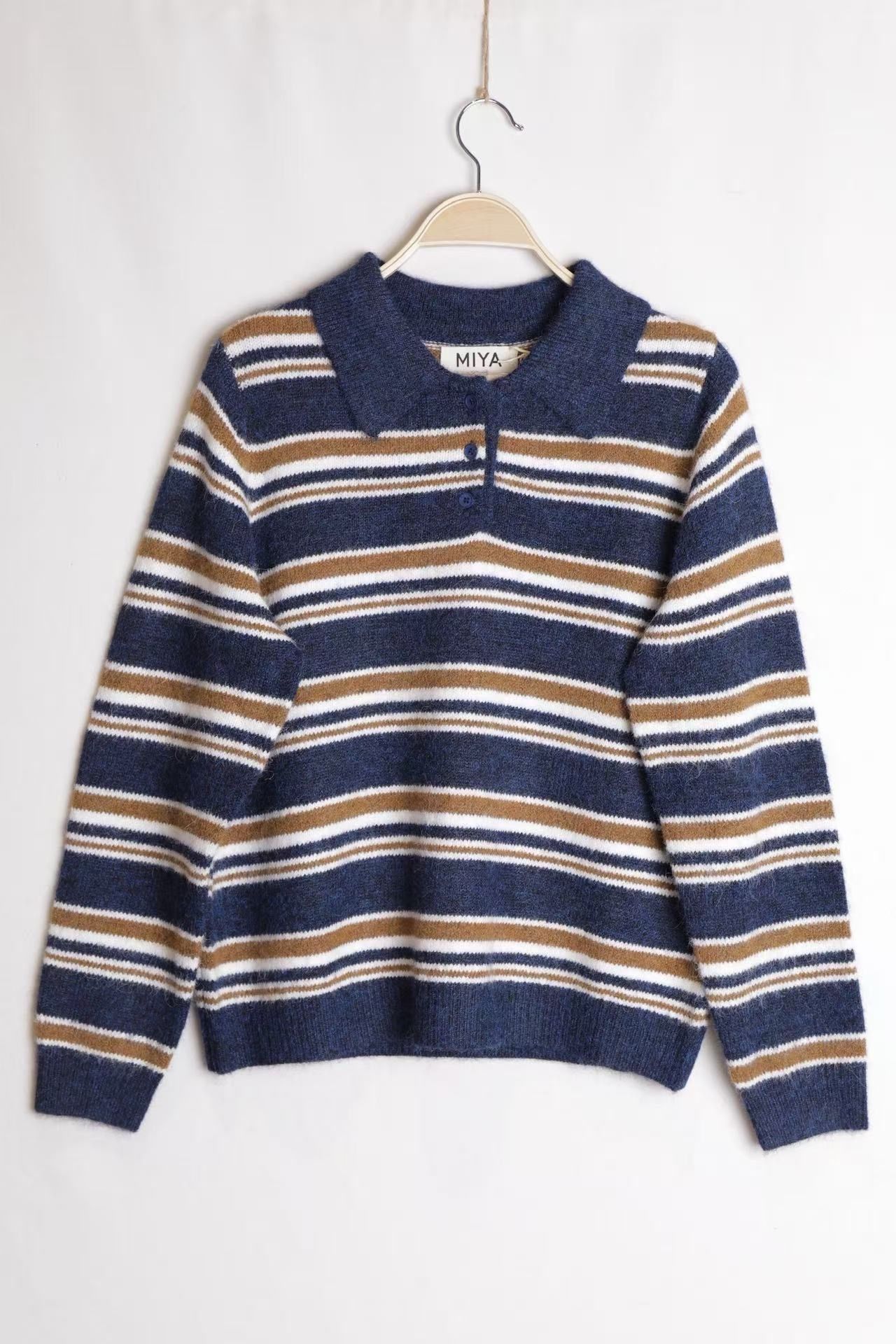 Sweter Polo w Paski