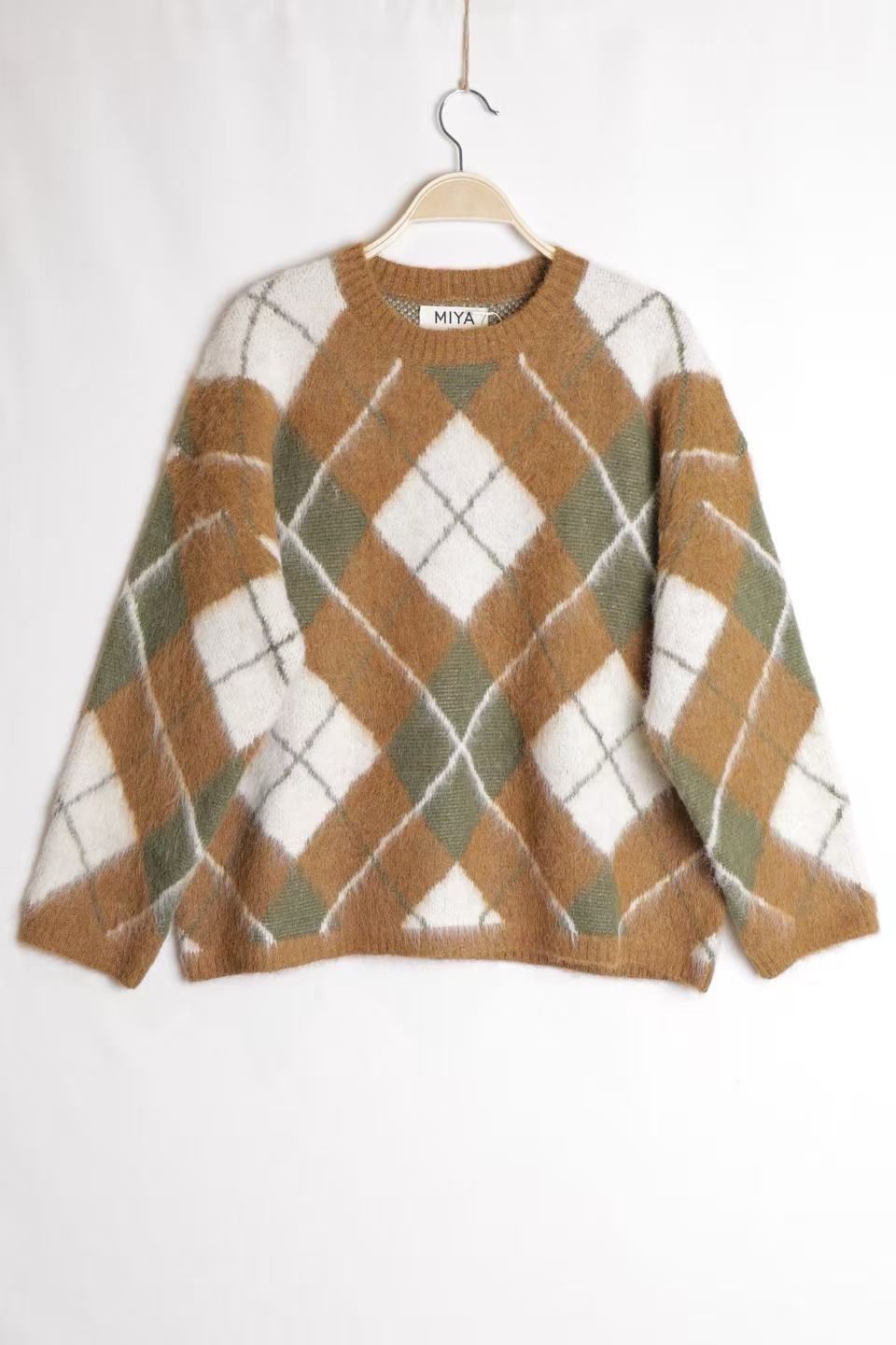 Sweter luźny w kratę