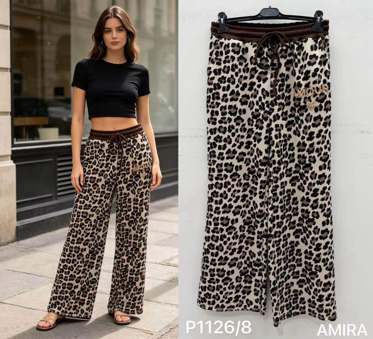 Spodnie Luźne Wide-Leg Panterka