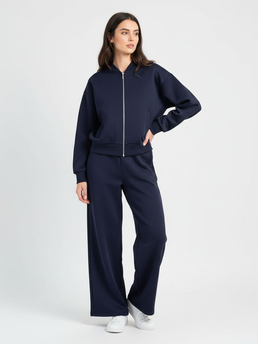 Komplet Bomberka z Spodniami Wide Leg