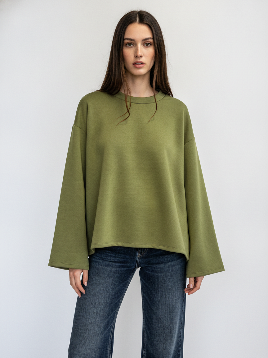 Bluzka Oversize z Długim Rękawem