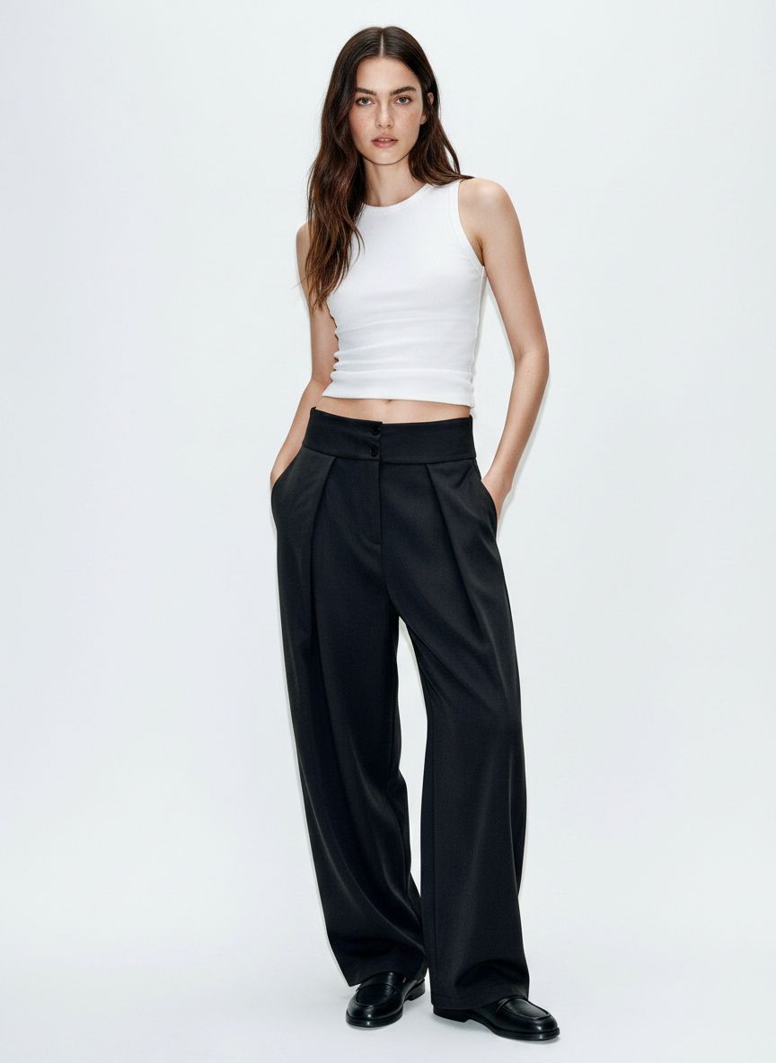 Spodnie Wide Leg z Plisami