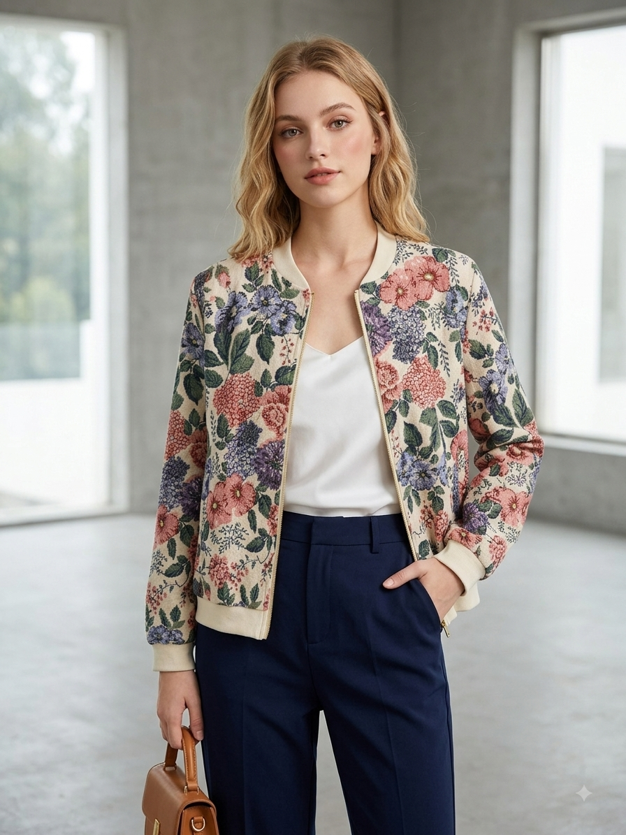 Kurtka Bomber Kwiatowa