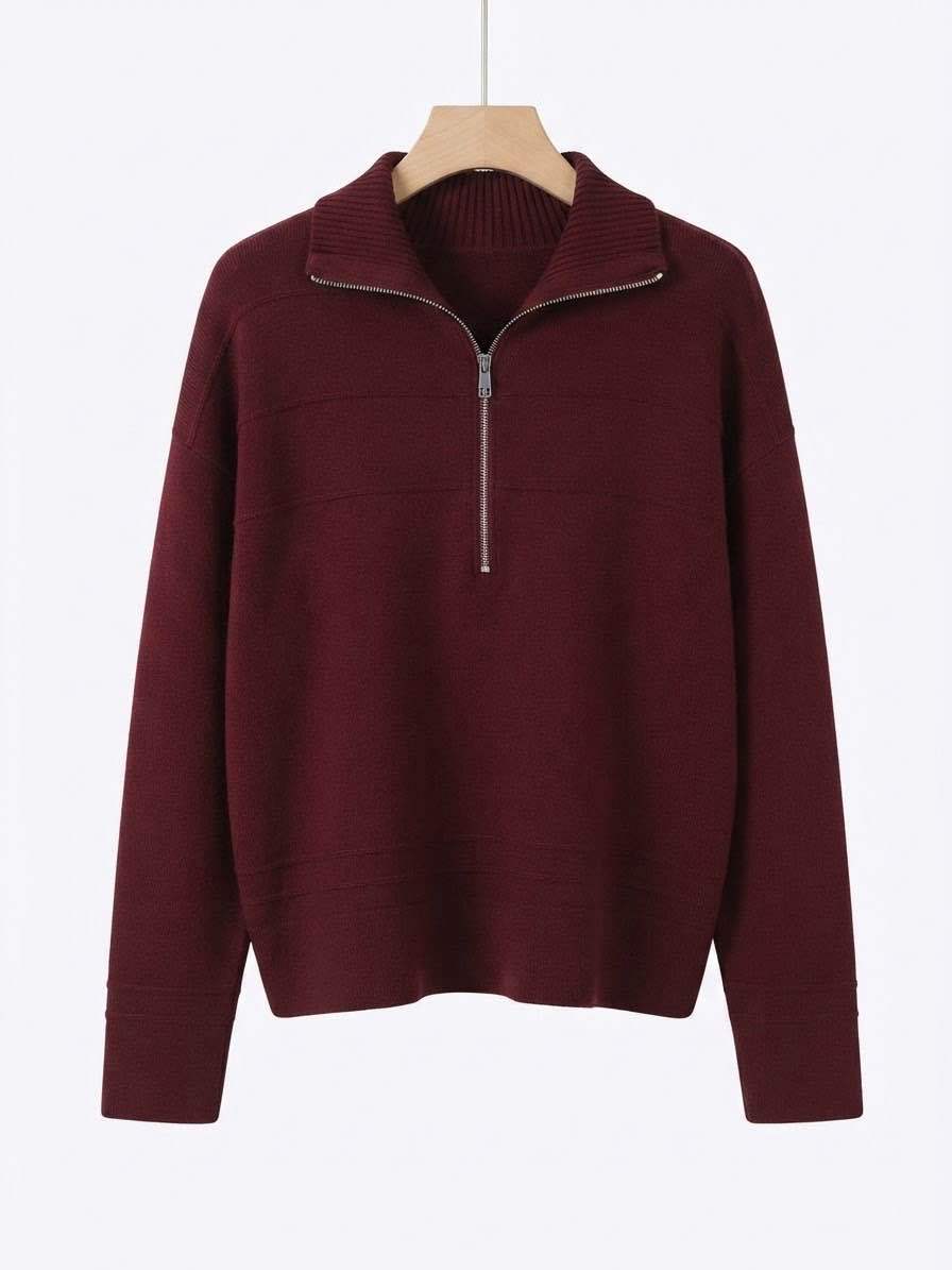 Sweter Luźny Golf Z Zamkiem