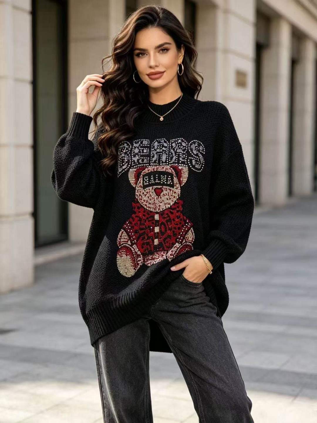 Sweter Oversize Z Cekinami