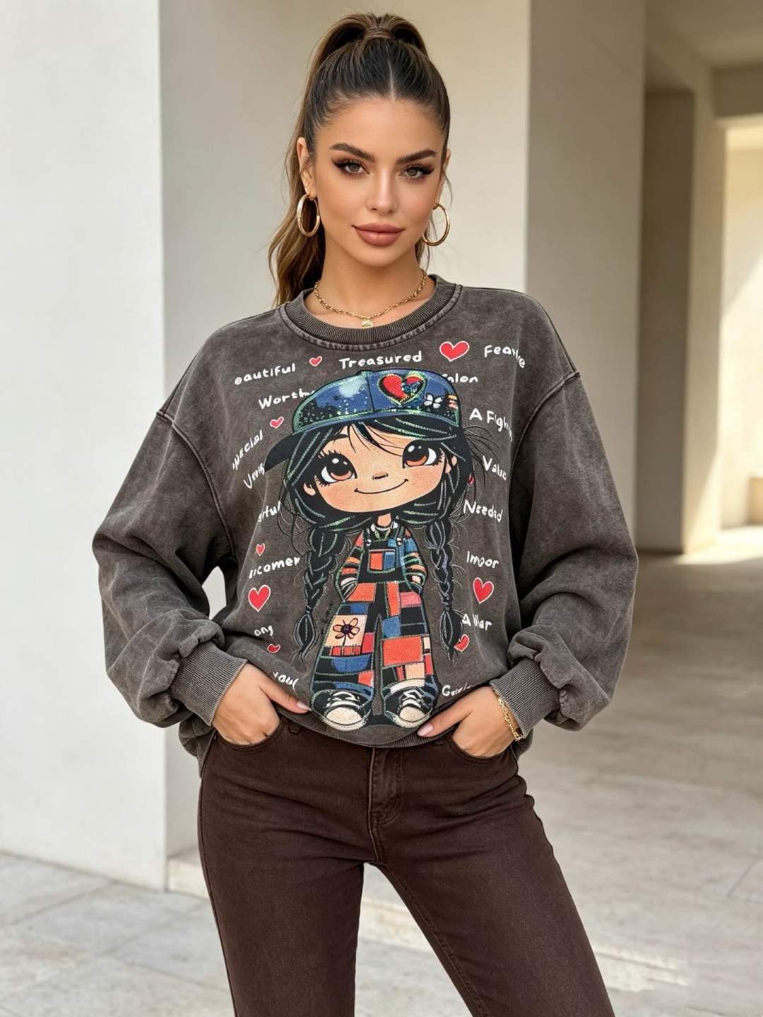 Bluza Oversize z Nadrukiem