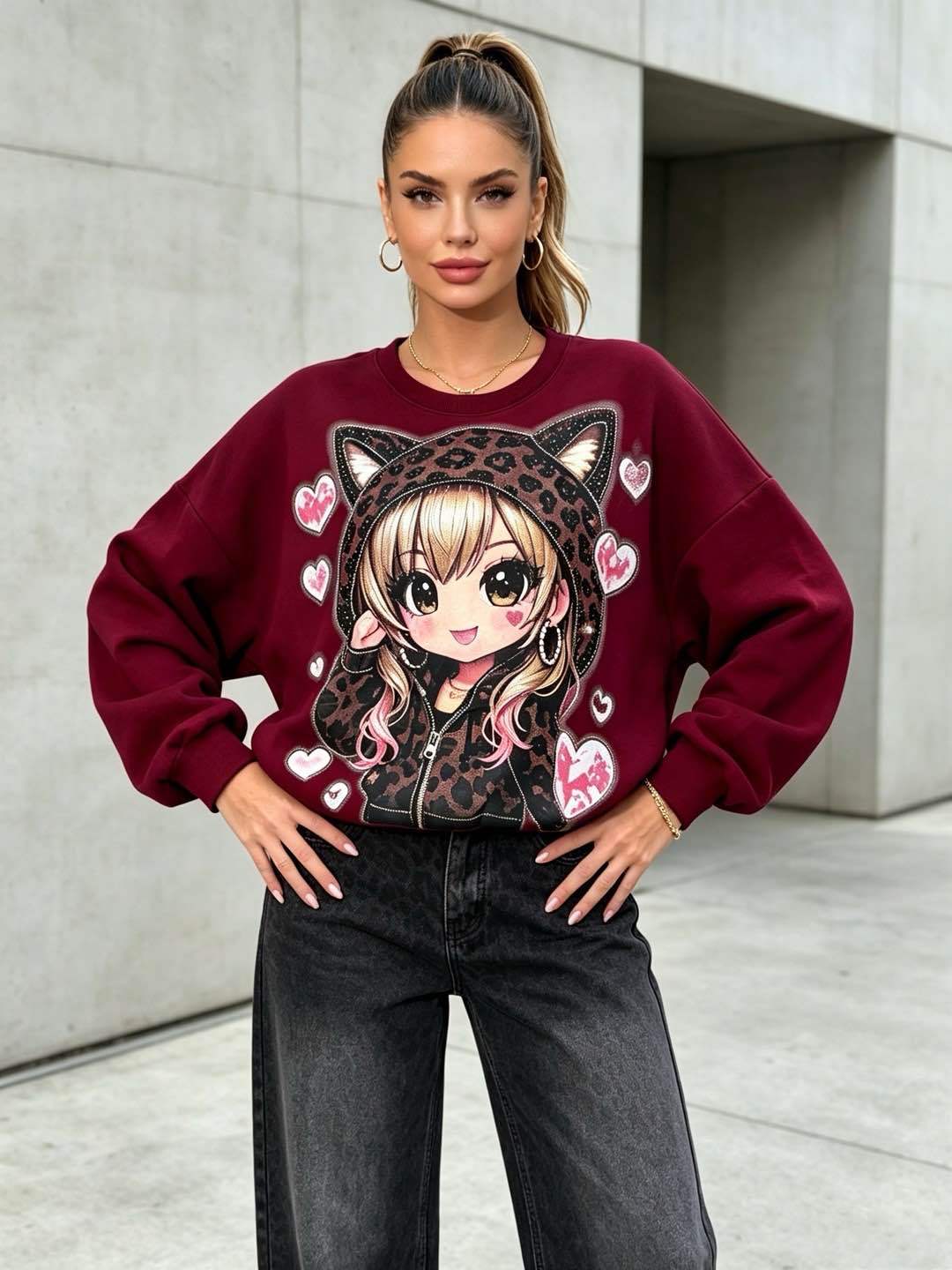 Bluza Oversize z Nadrukiem