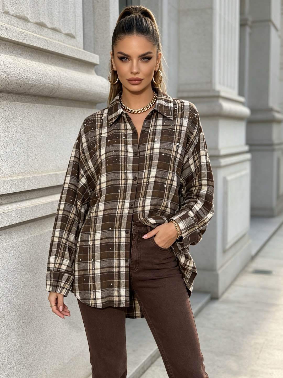 Koszula Oversize W Kratę