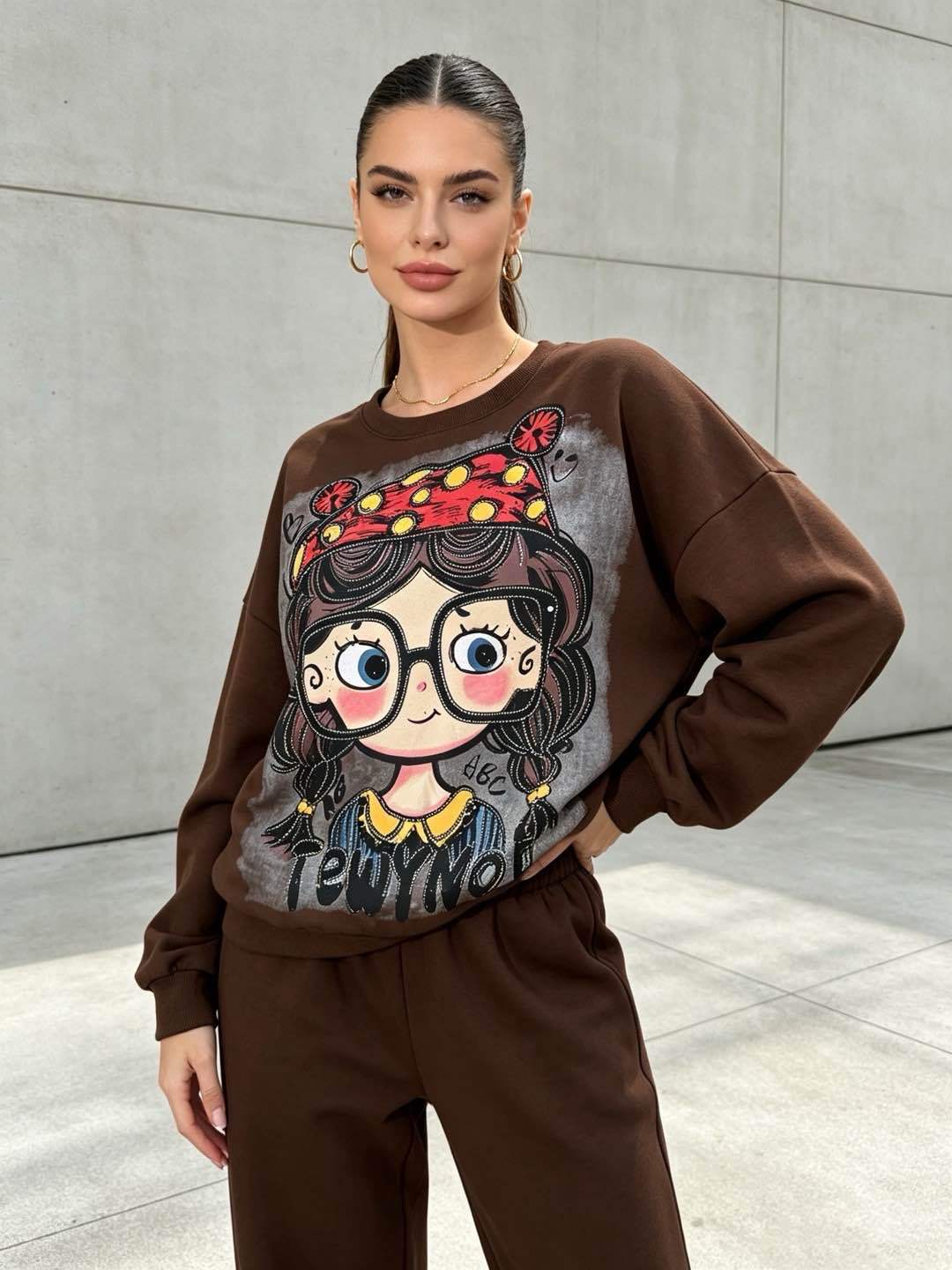 Bluza Luźna Z Nadrukiem