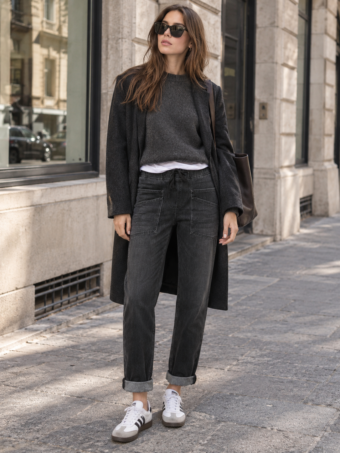 Spodnie Jeans Proste z Troczkiem