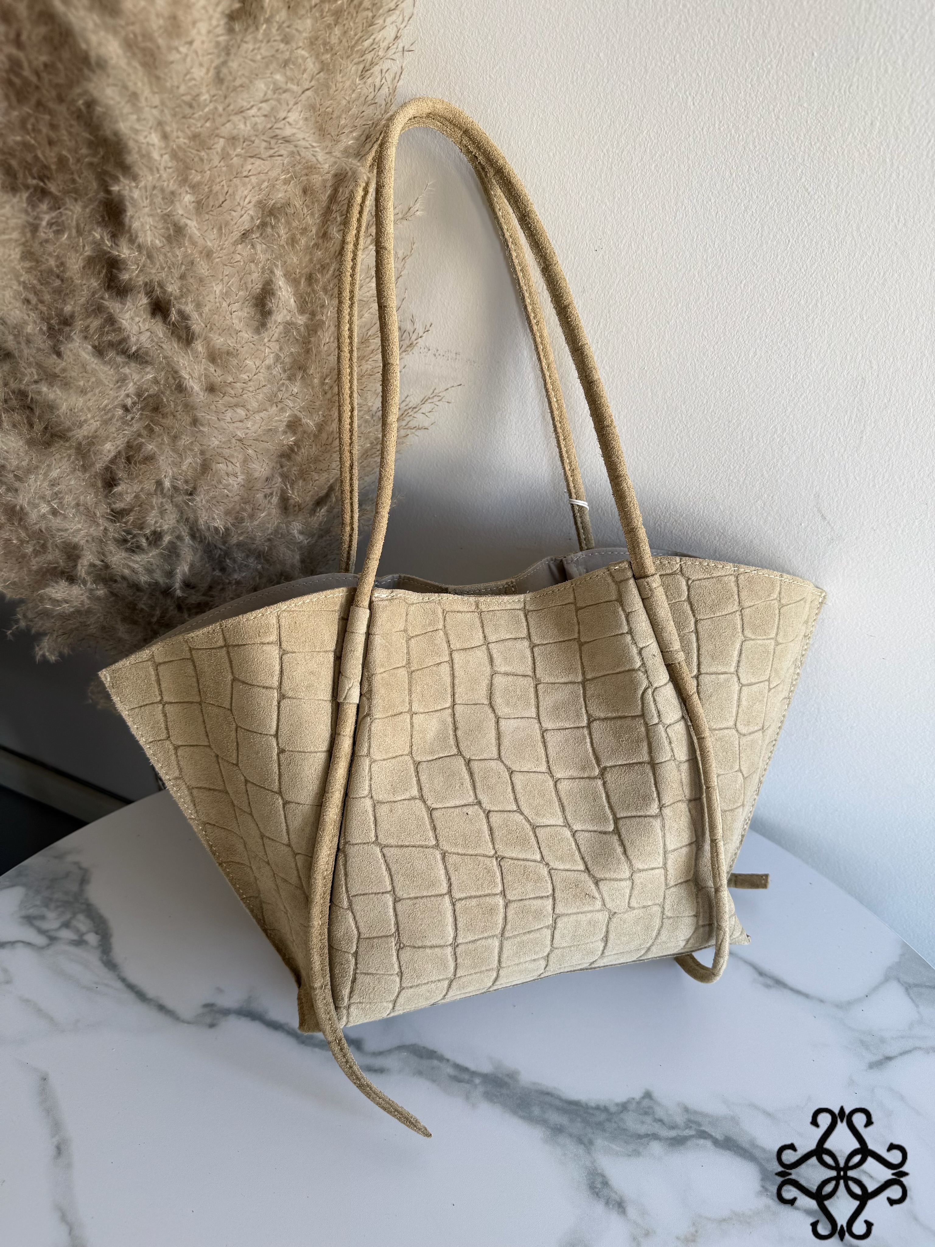 Torebka Shopper Zamszowa Tłoczona