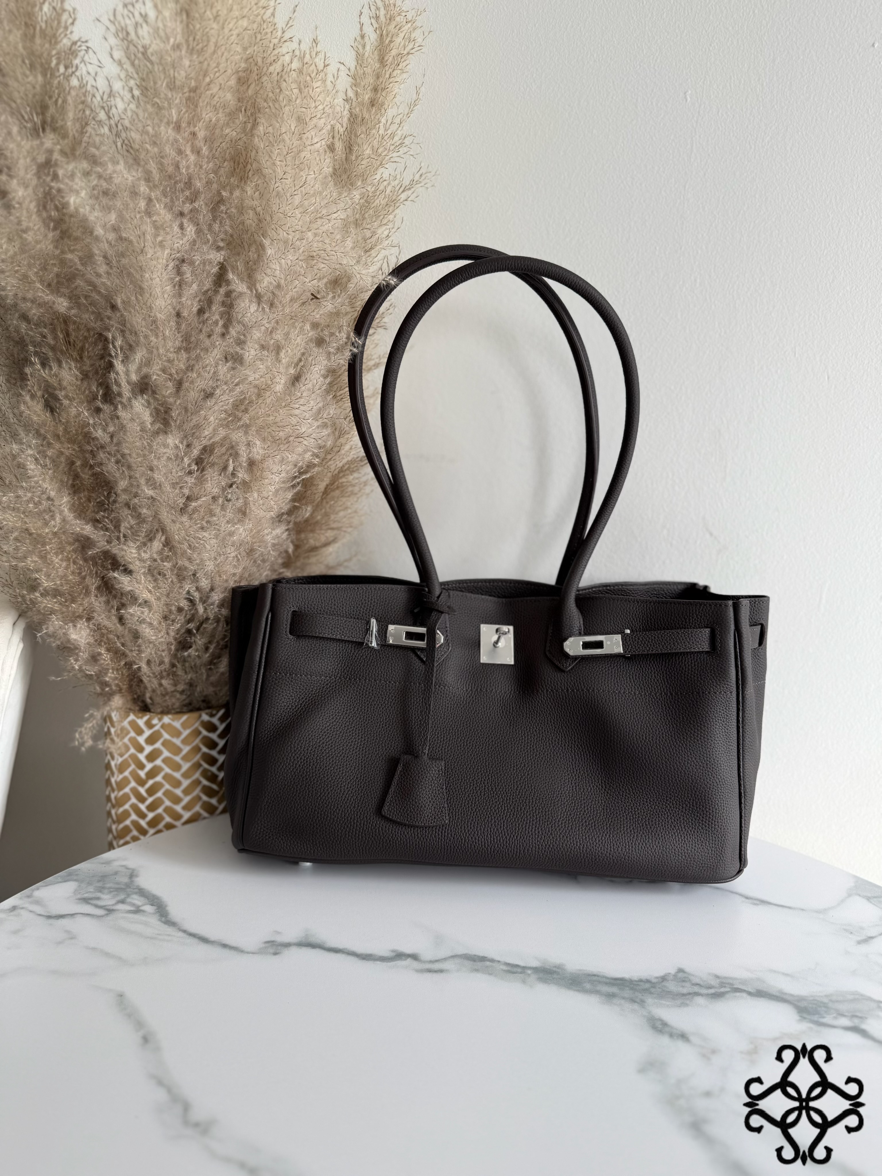 Torebka Shopper Skórzana Z Haftką