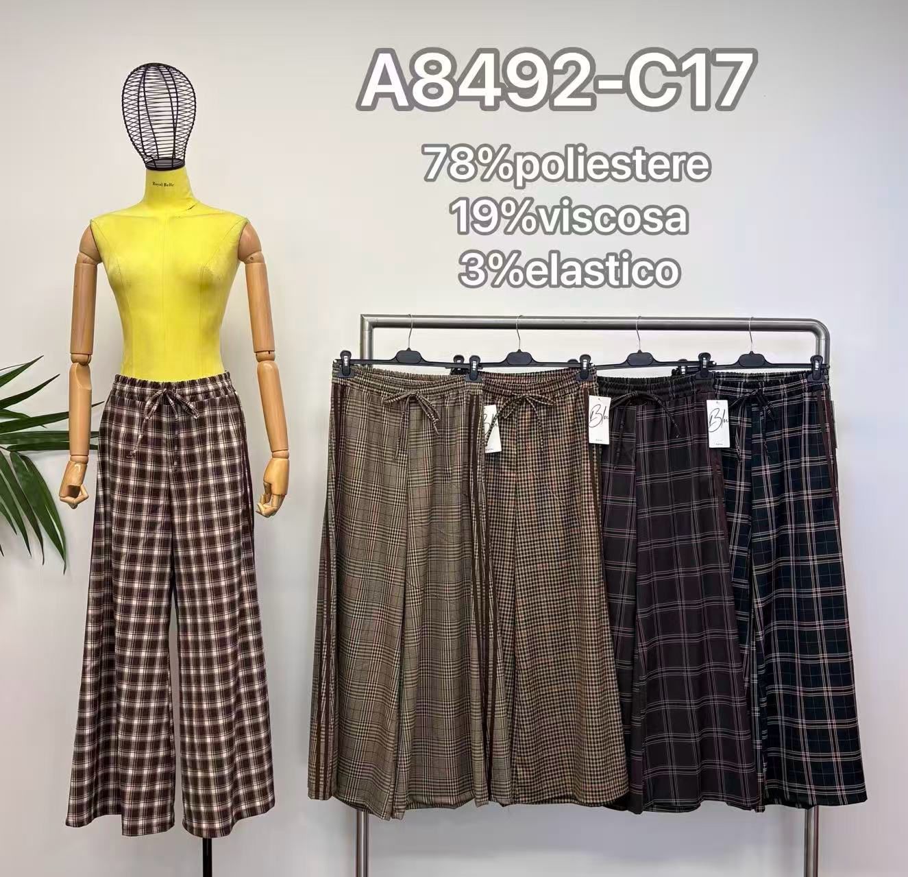 Spodnie Wide Leg w Kratę