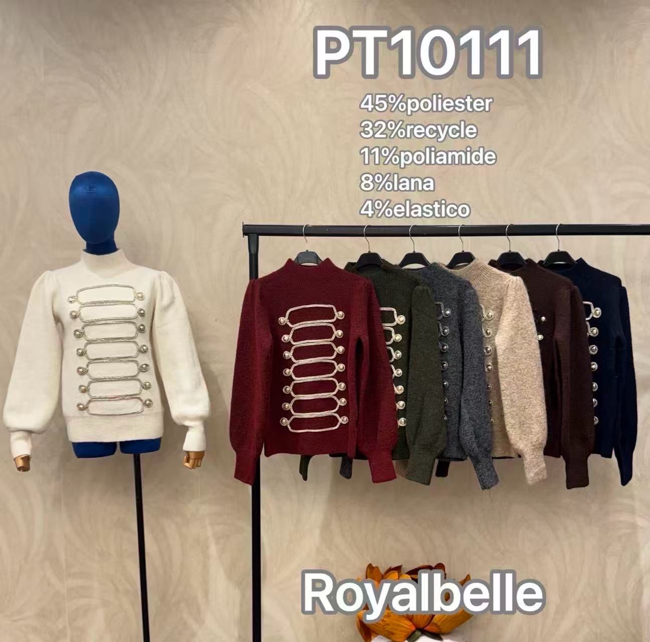 Sweter półgolf z guzikami