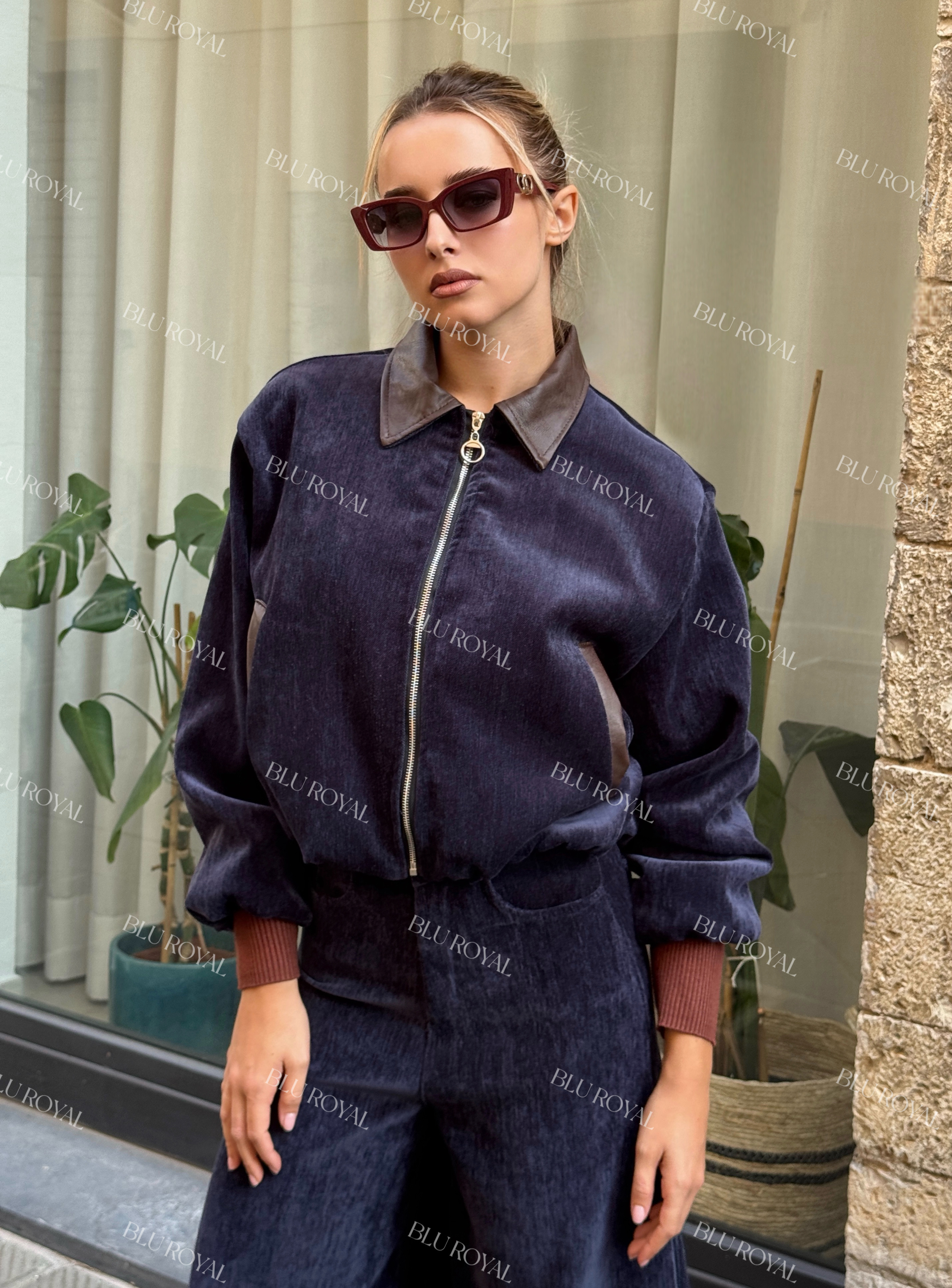 Kurtka Bomber Oversize z Kołnierzykiem