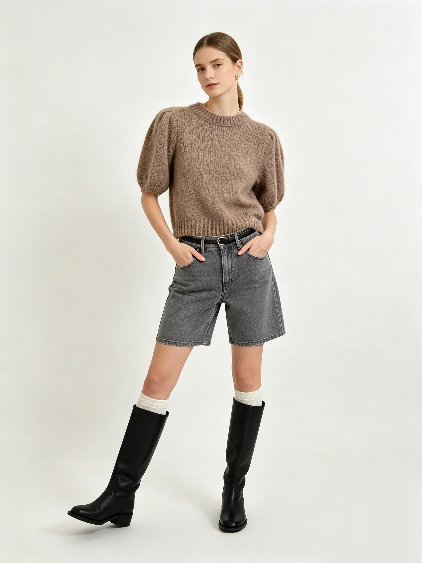 Sweter Prosty Z Bufkami