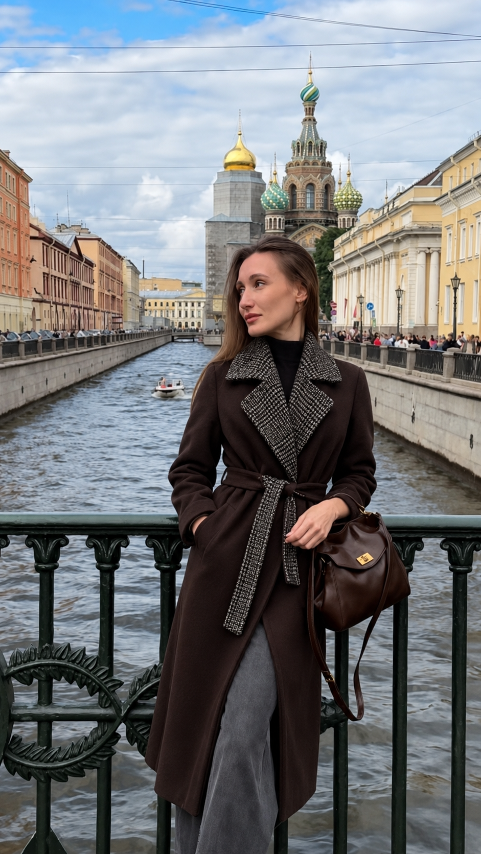 Płaszcz Midi Krawiecki z Paskiem