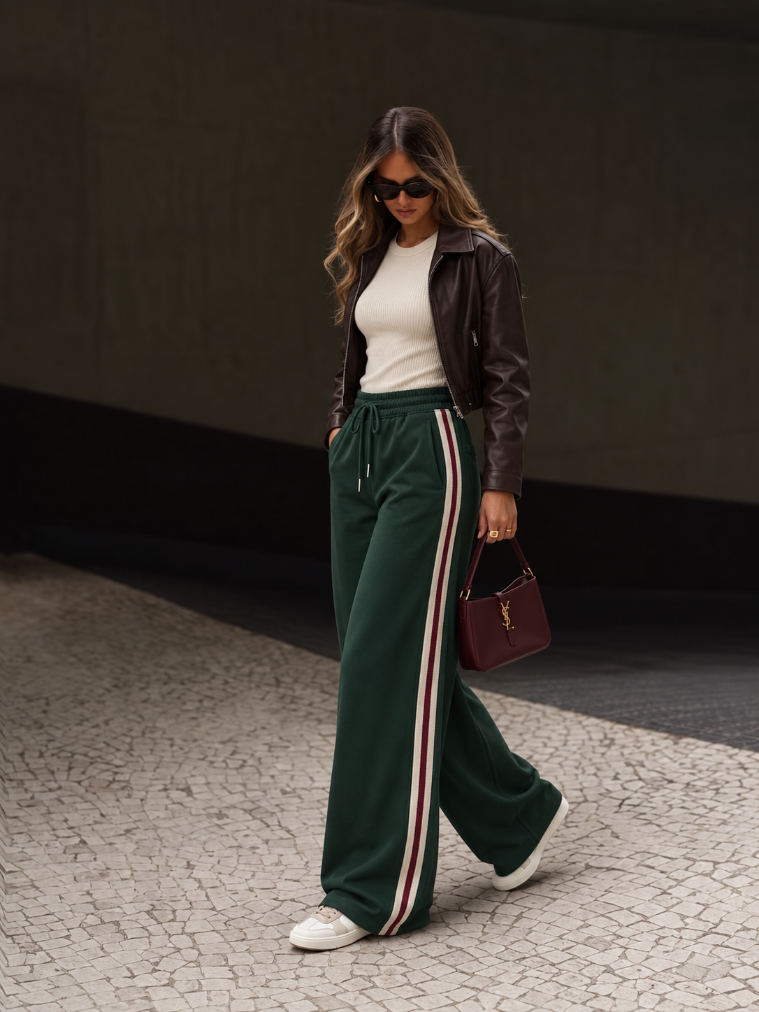 Spodnie Wide Leg z Troczkiem