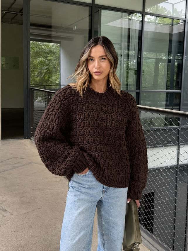 Sweter Oversize Ażurowy
