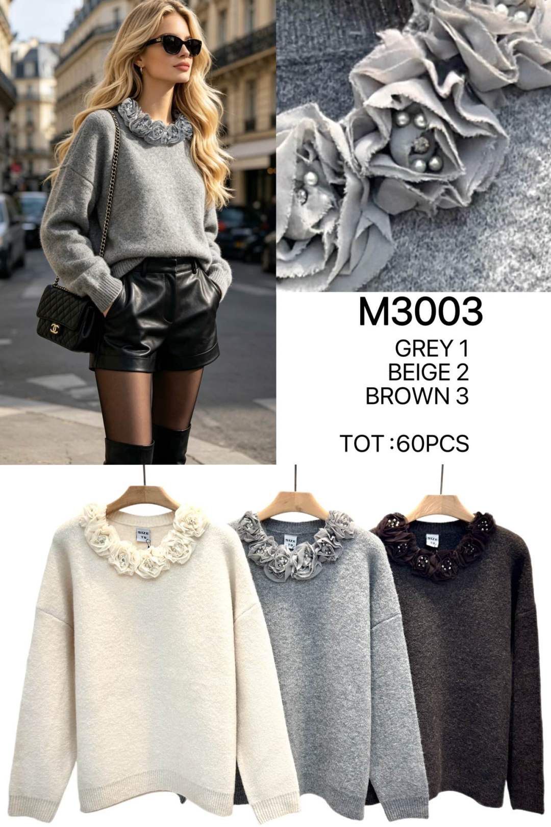 Sweter Luźny z Ozdobami
