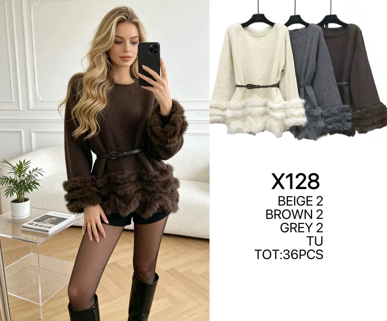 Sweter Długi Z Paskiem