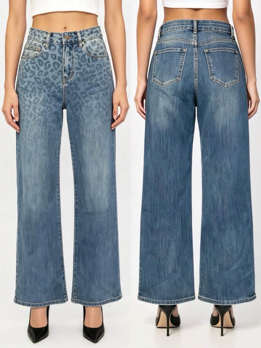 Spodnie Wide Leg z Wysokim Stanem
