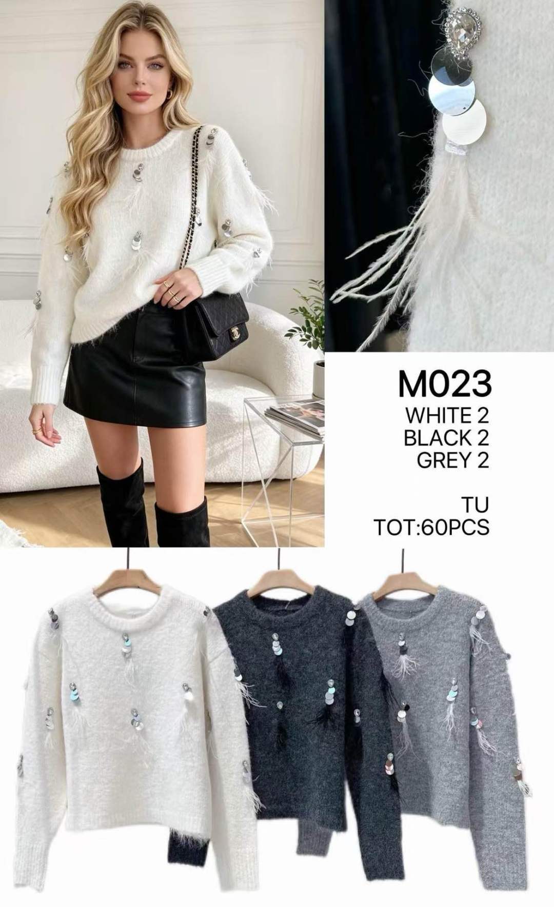 Sweter Puszysty z Cekinami