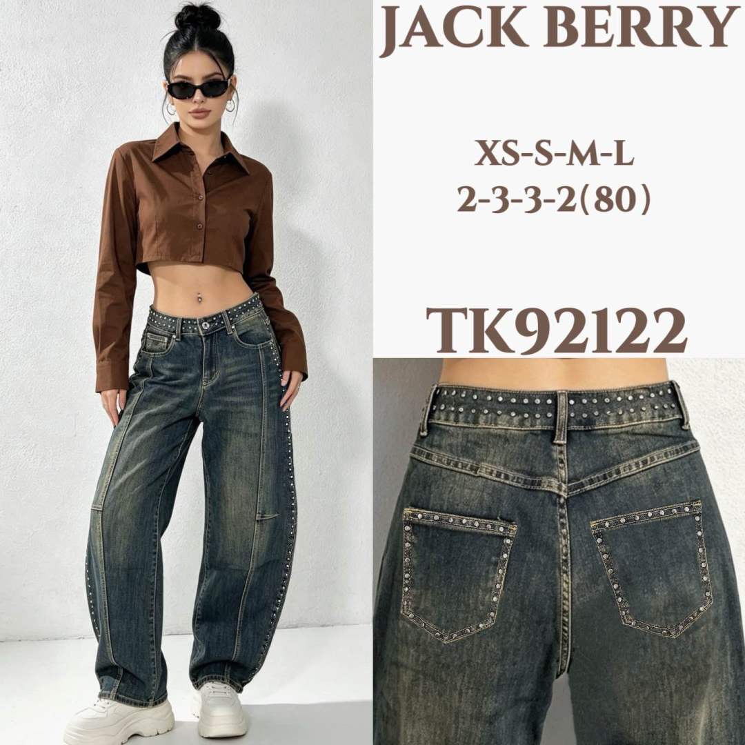 Spodnie Jeansowe Wide‑Leg z Ćwiekami