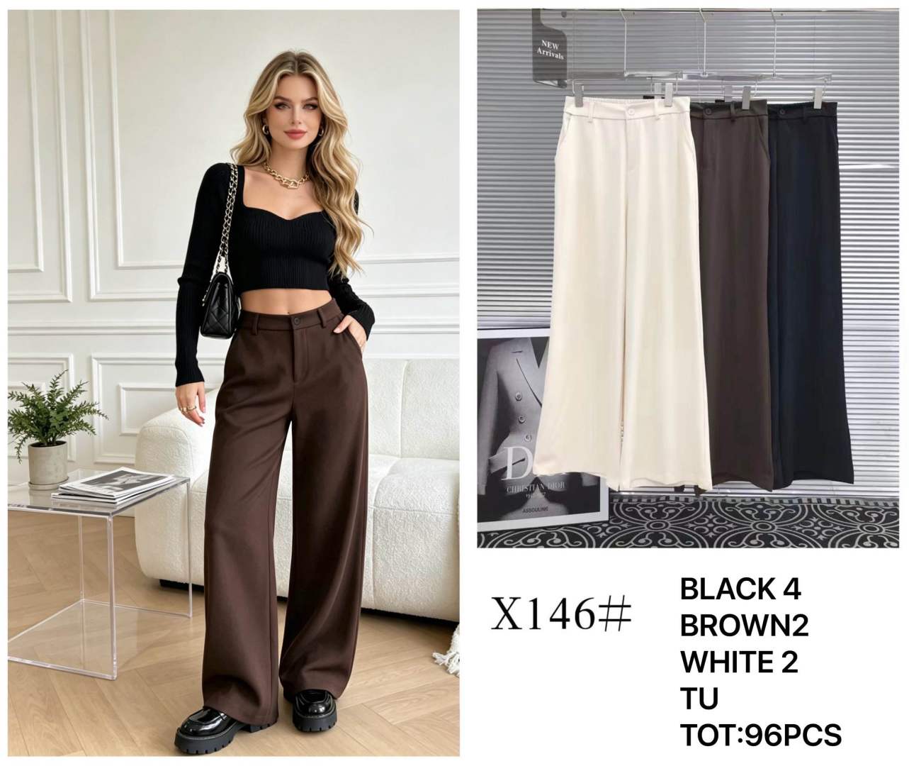 Spodnie Wide Leg z Zakładką
