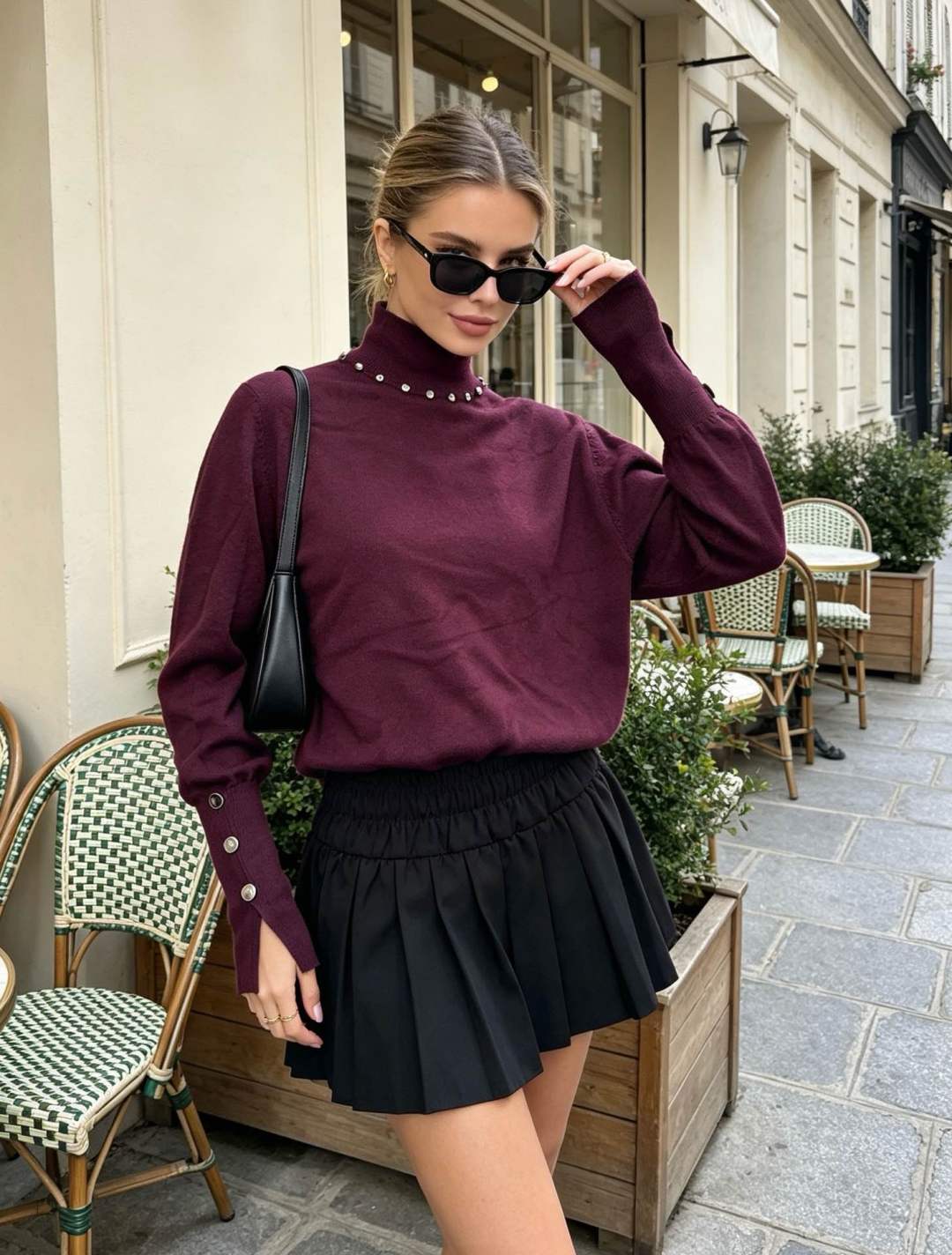 Sweter Półgolf Z Ćwiekami