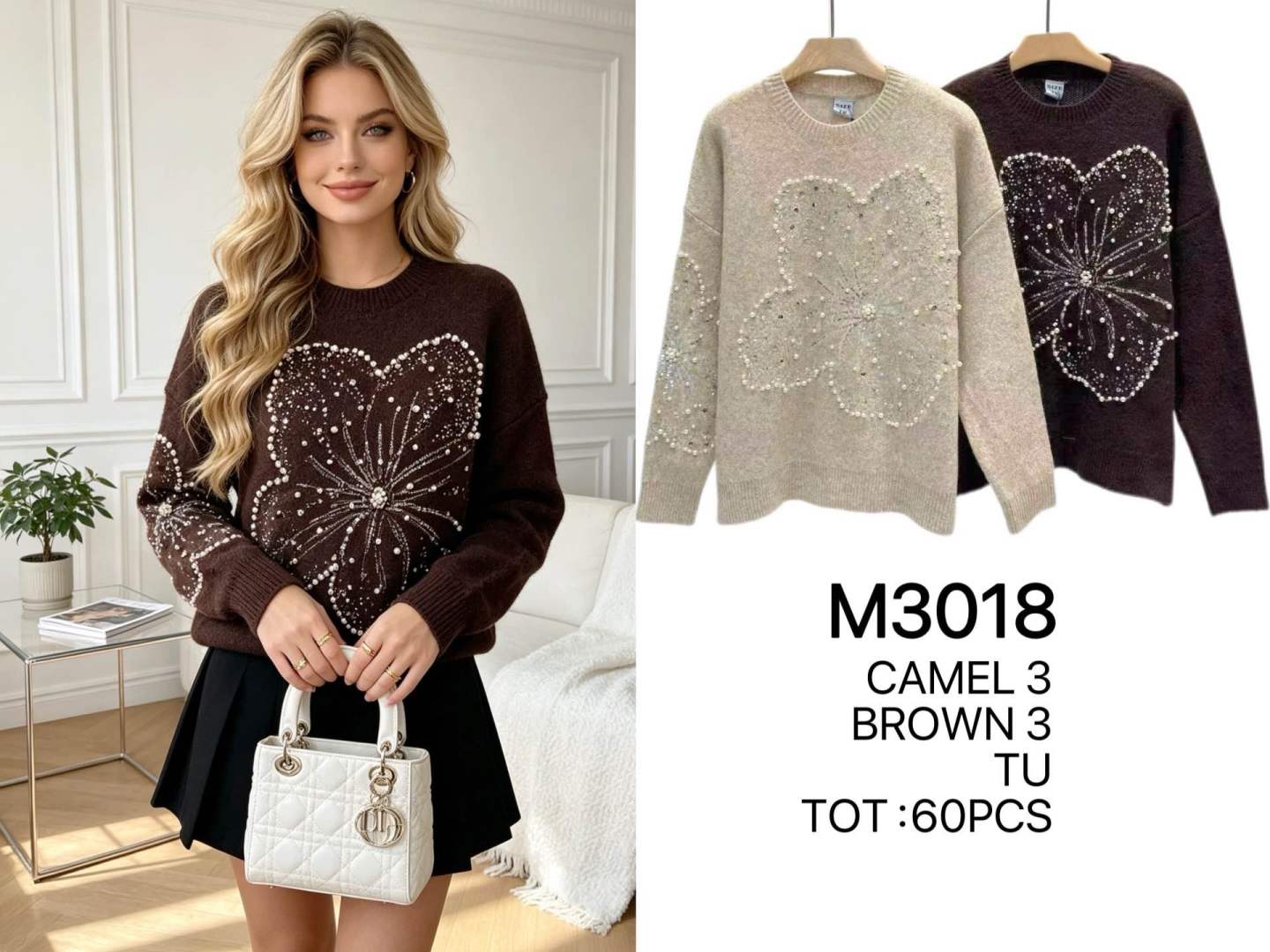 Sweter z Haftem Kwiatowym