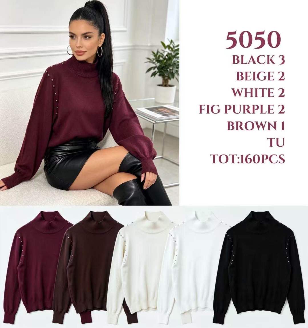 Sweter z Golfem i Ćwiekami