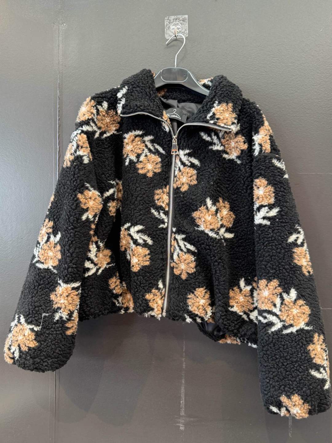 Kurtka Cropped Teddy Kwiatowa