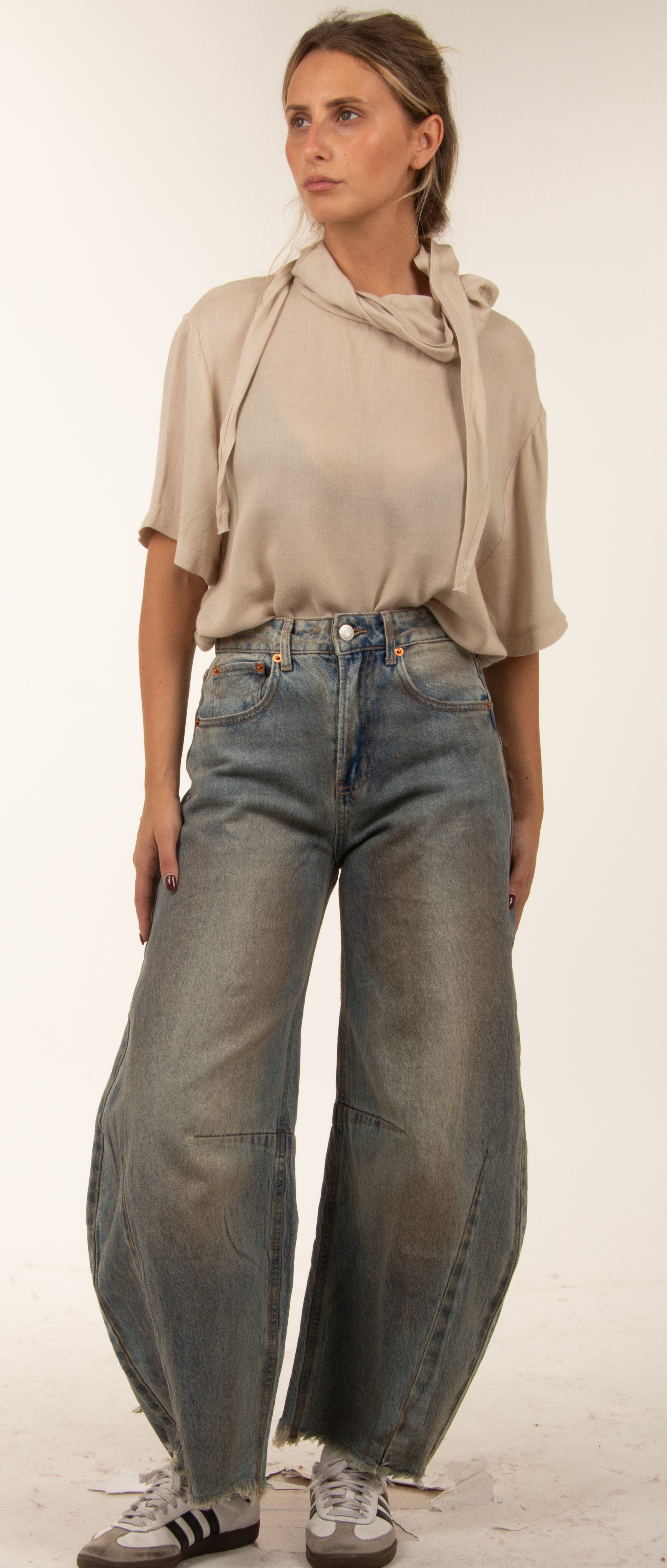 Spodnie Jeansowe Szerokie High Waist