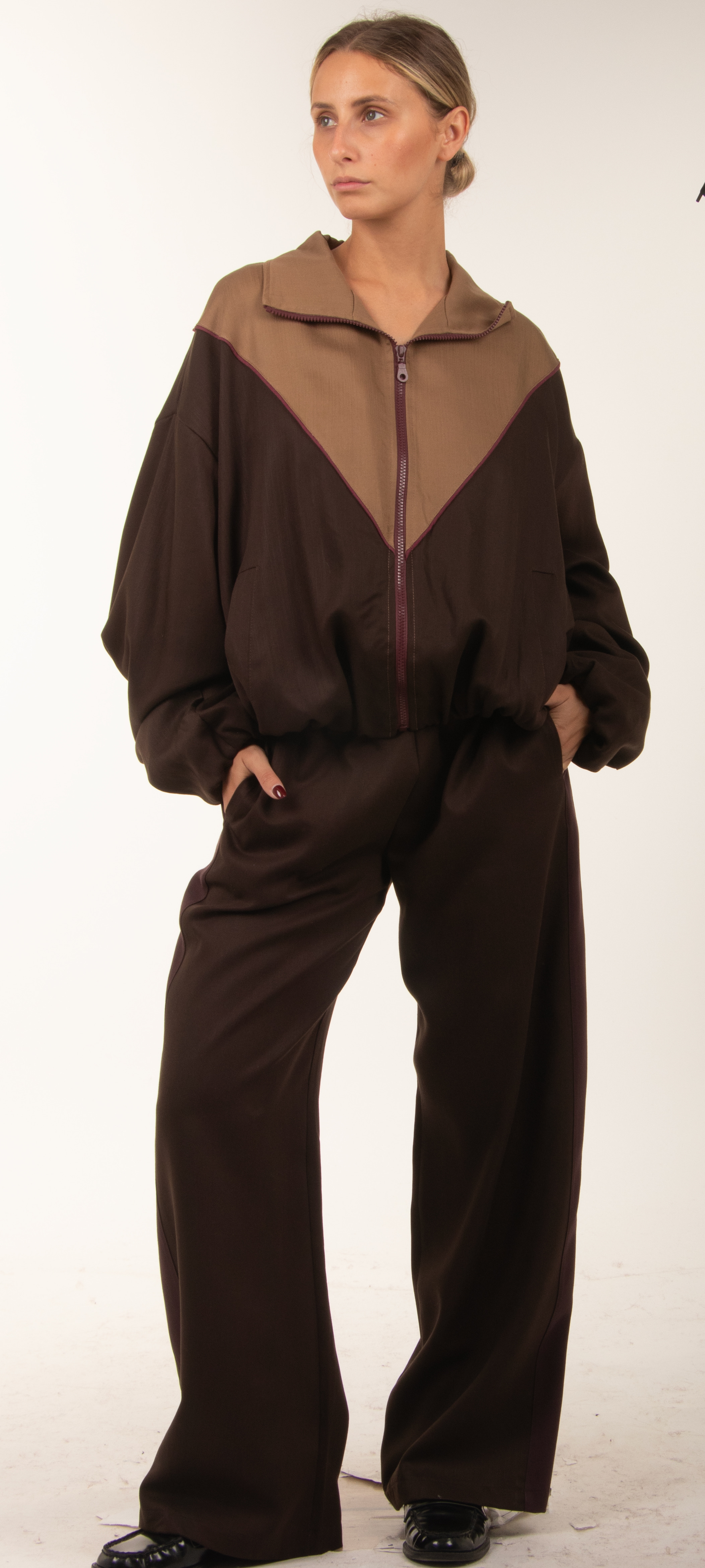 Spodnie Wide Leg Color‑Block