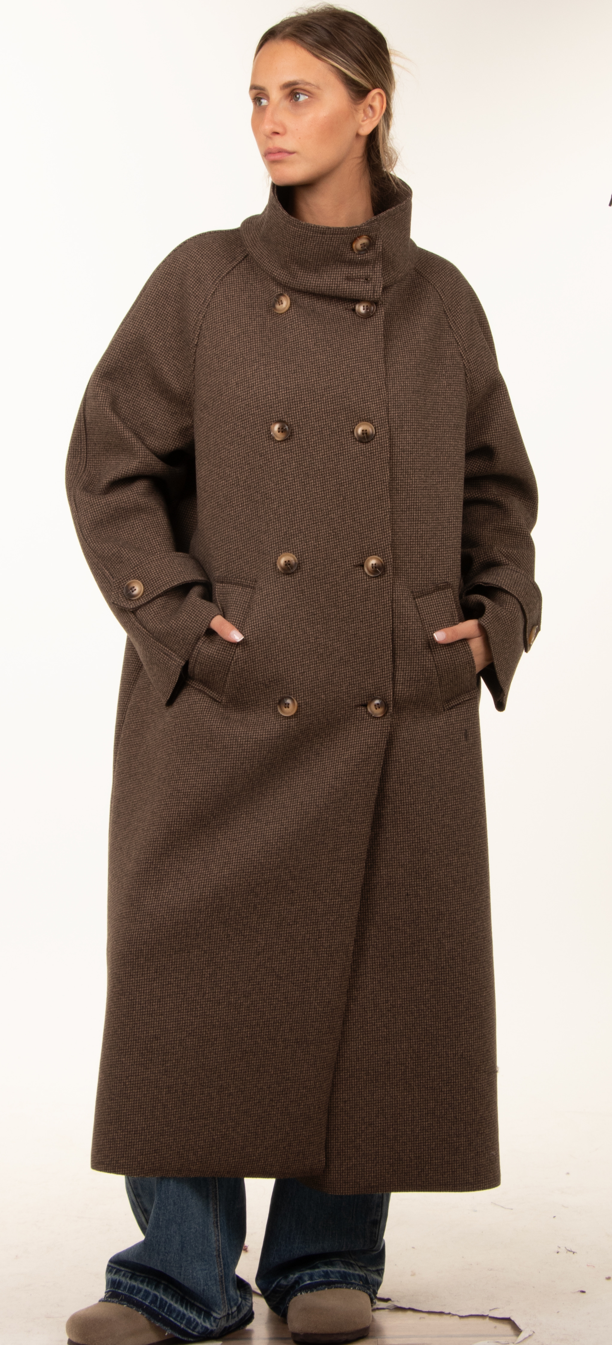 Płaszcz Oversize Maxi Stójka