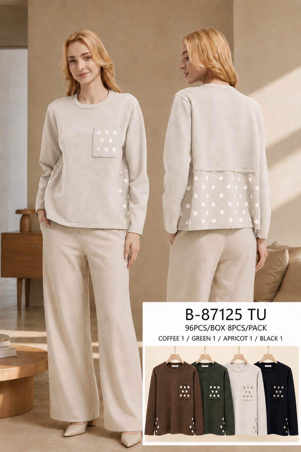 Bluza Długa Prosta Groszki