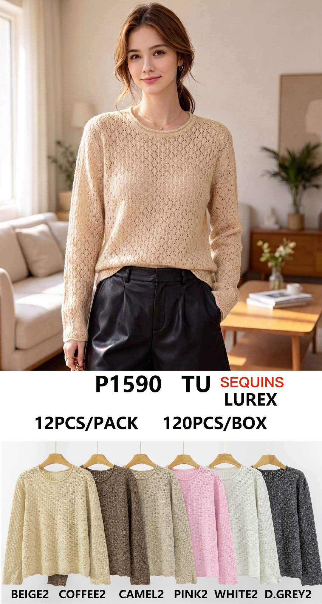 Sweter ażurowy krótszy
