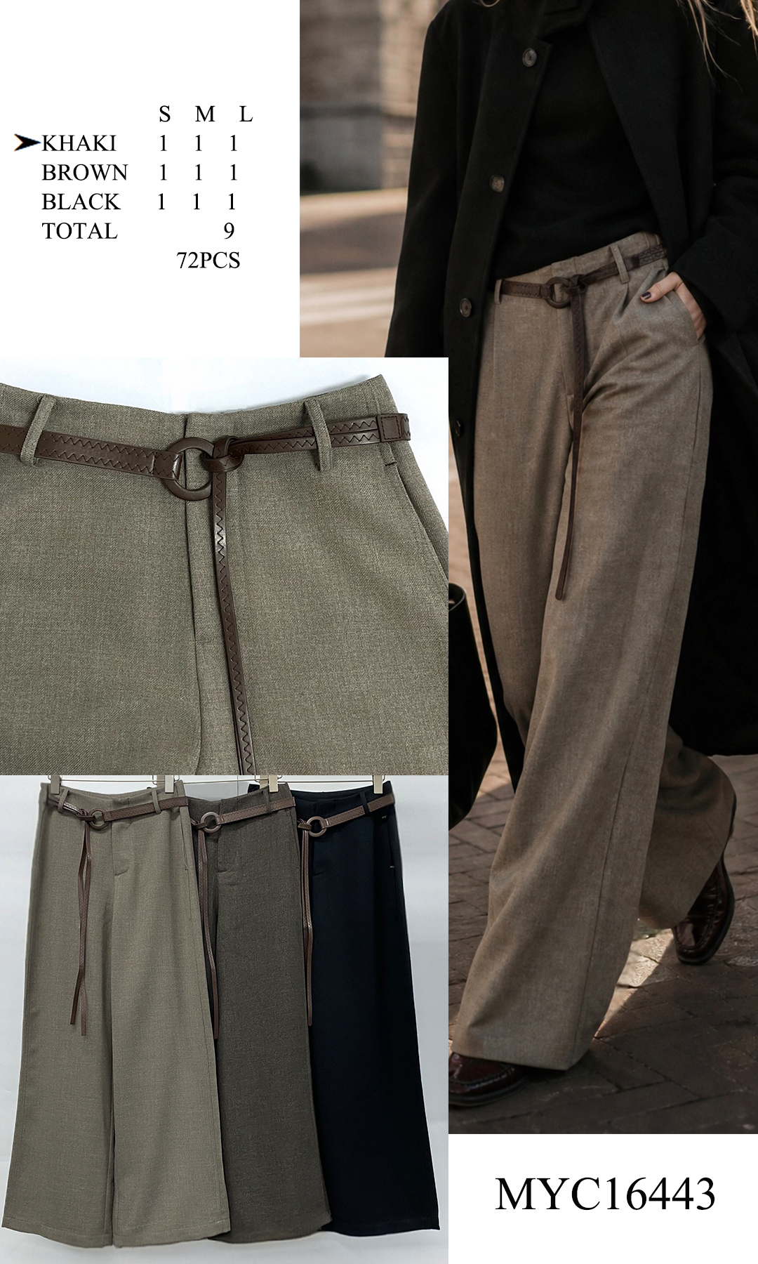 Spodnie Wide Leg z Paskiem
