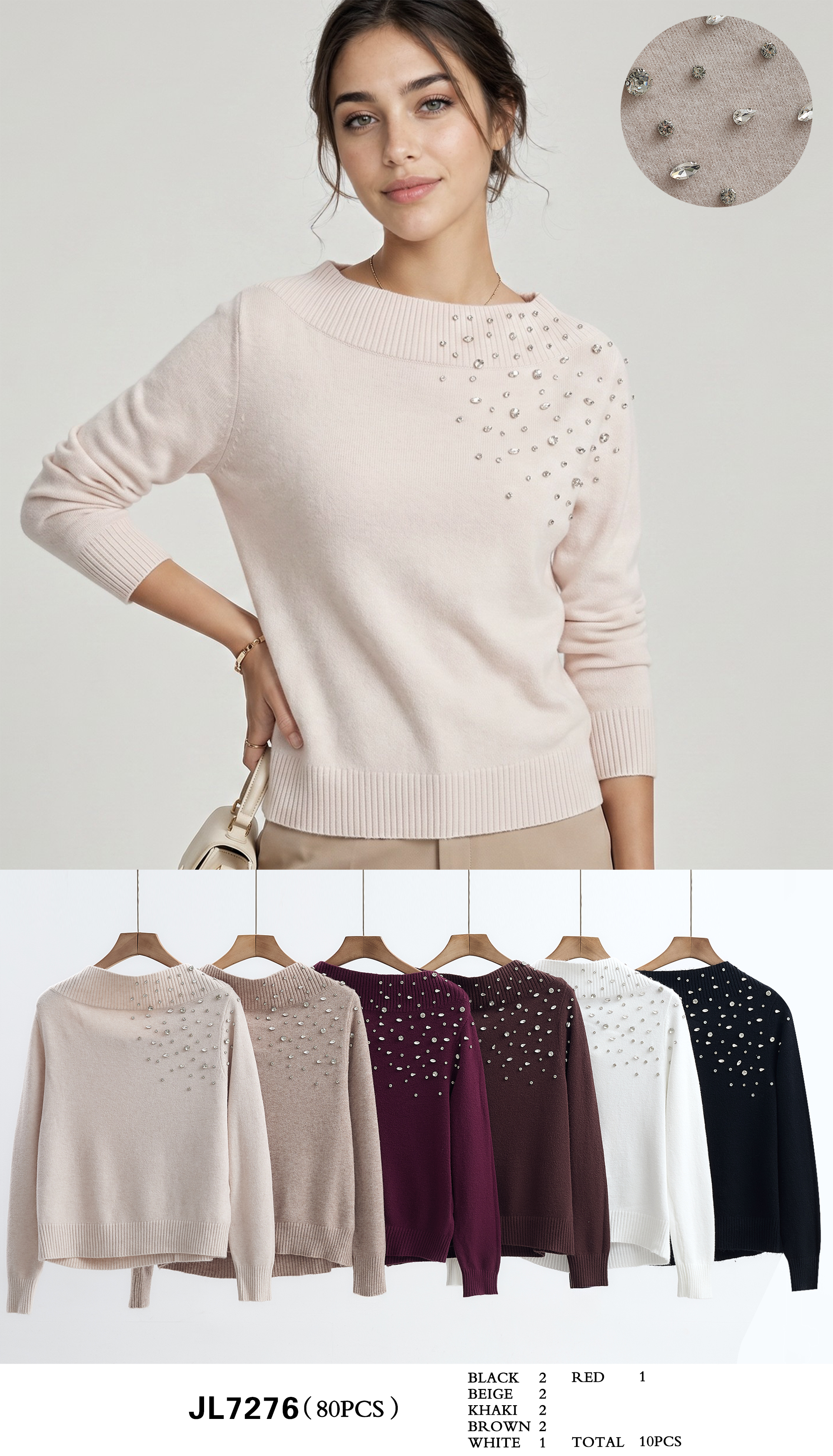 Sweter z łódką i ćwiekami