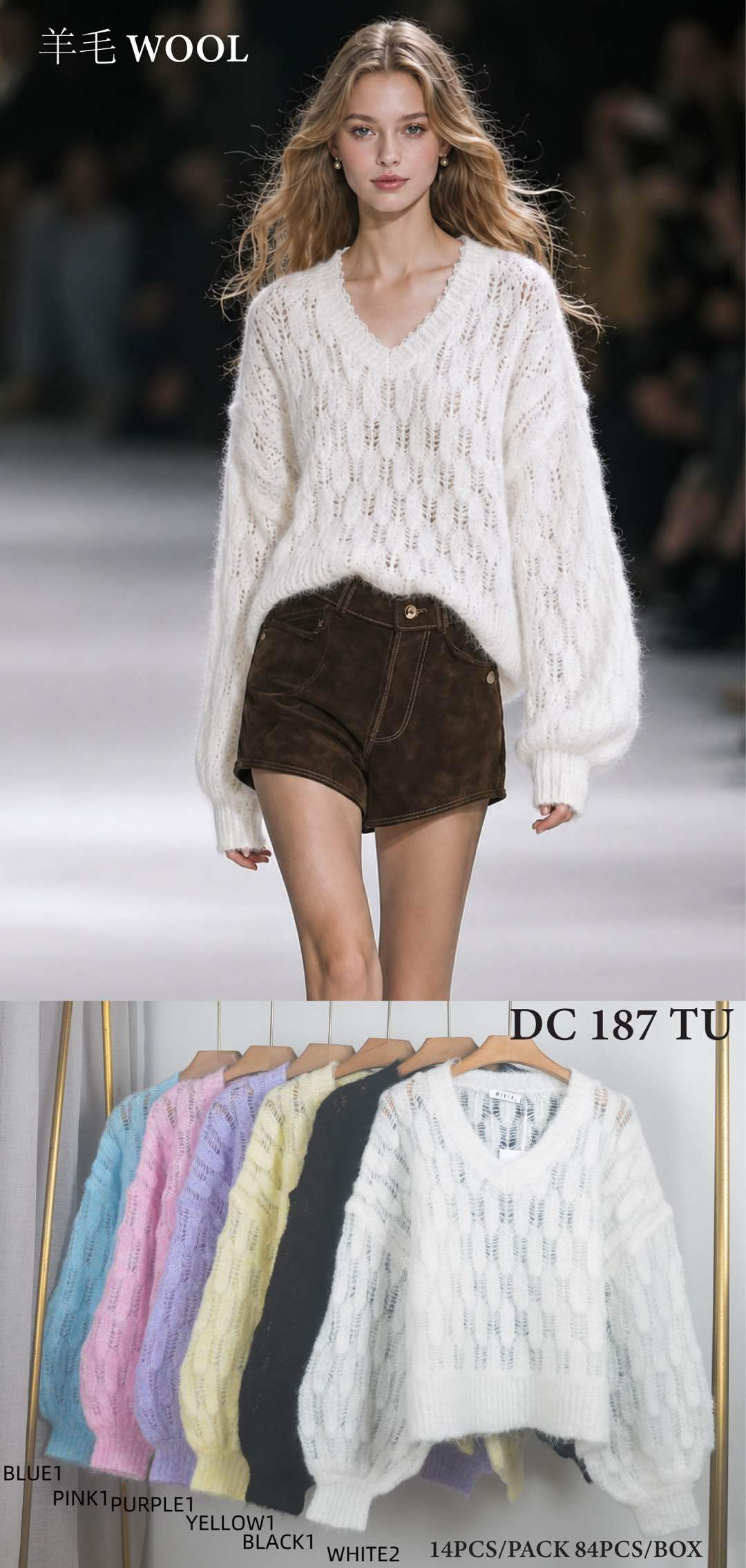 Sweter Oversize V-Neck Puszysty