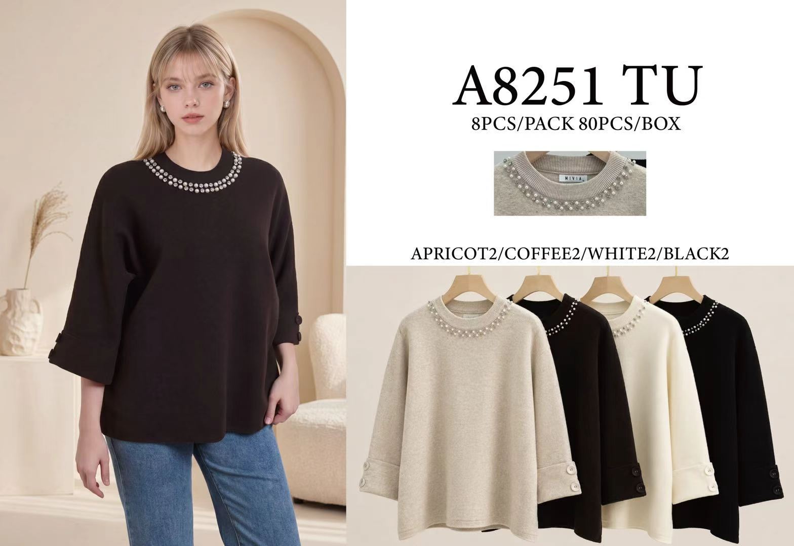 Sweter luźny z perełkami