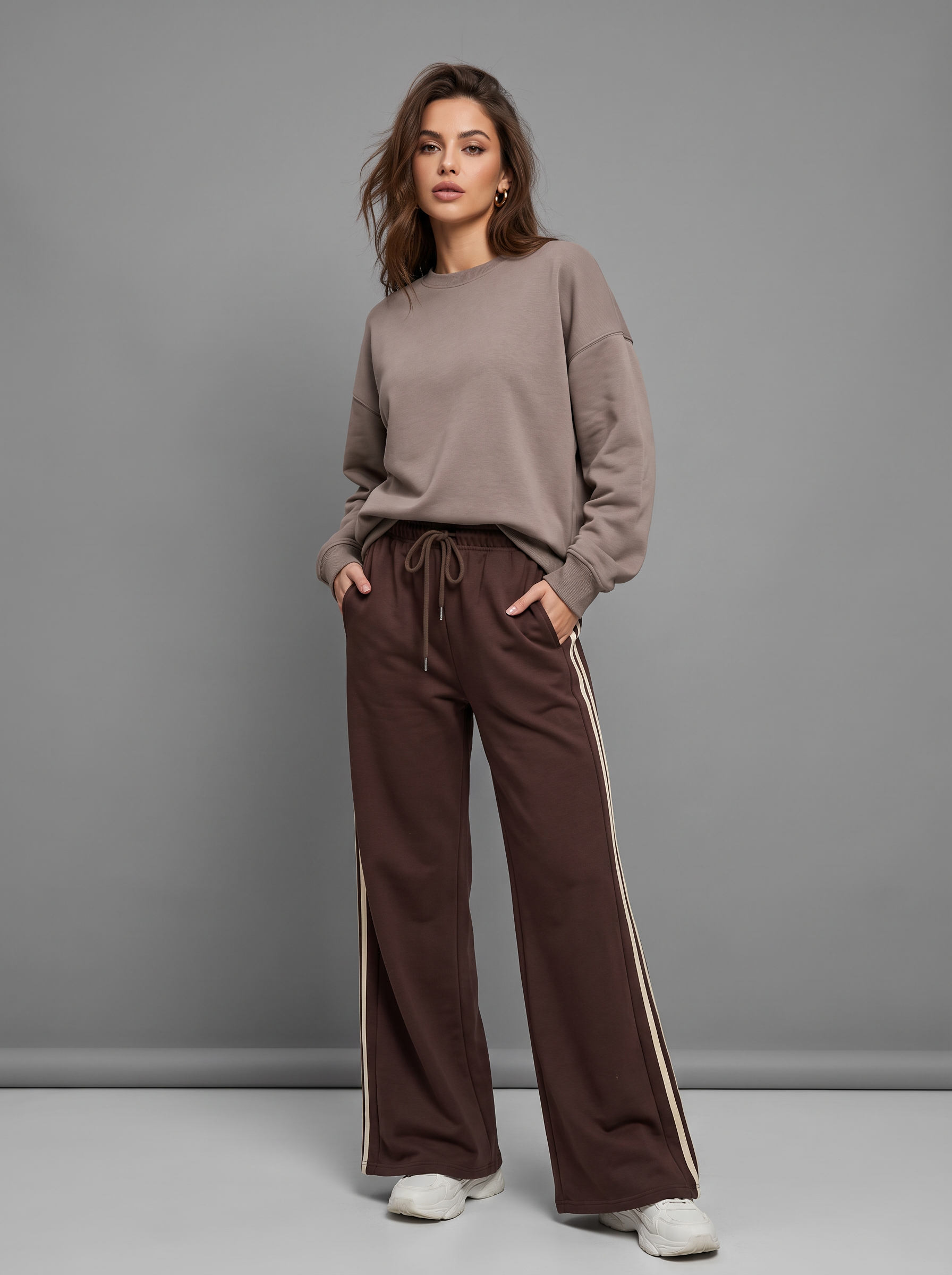 Spodnie Wide Leg z Lampasem