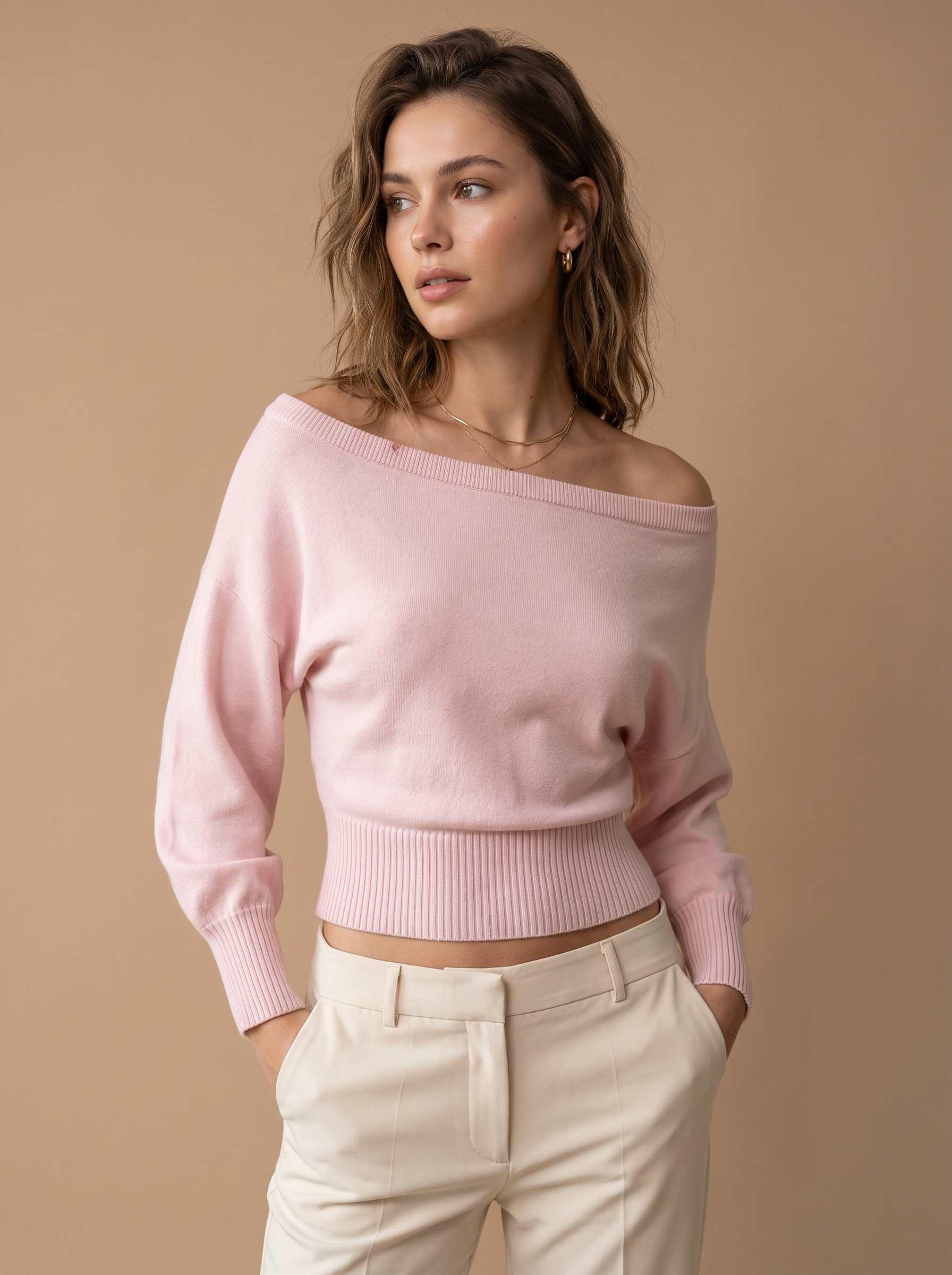 Sweter Cropped z Rękawem Balon