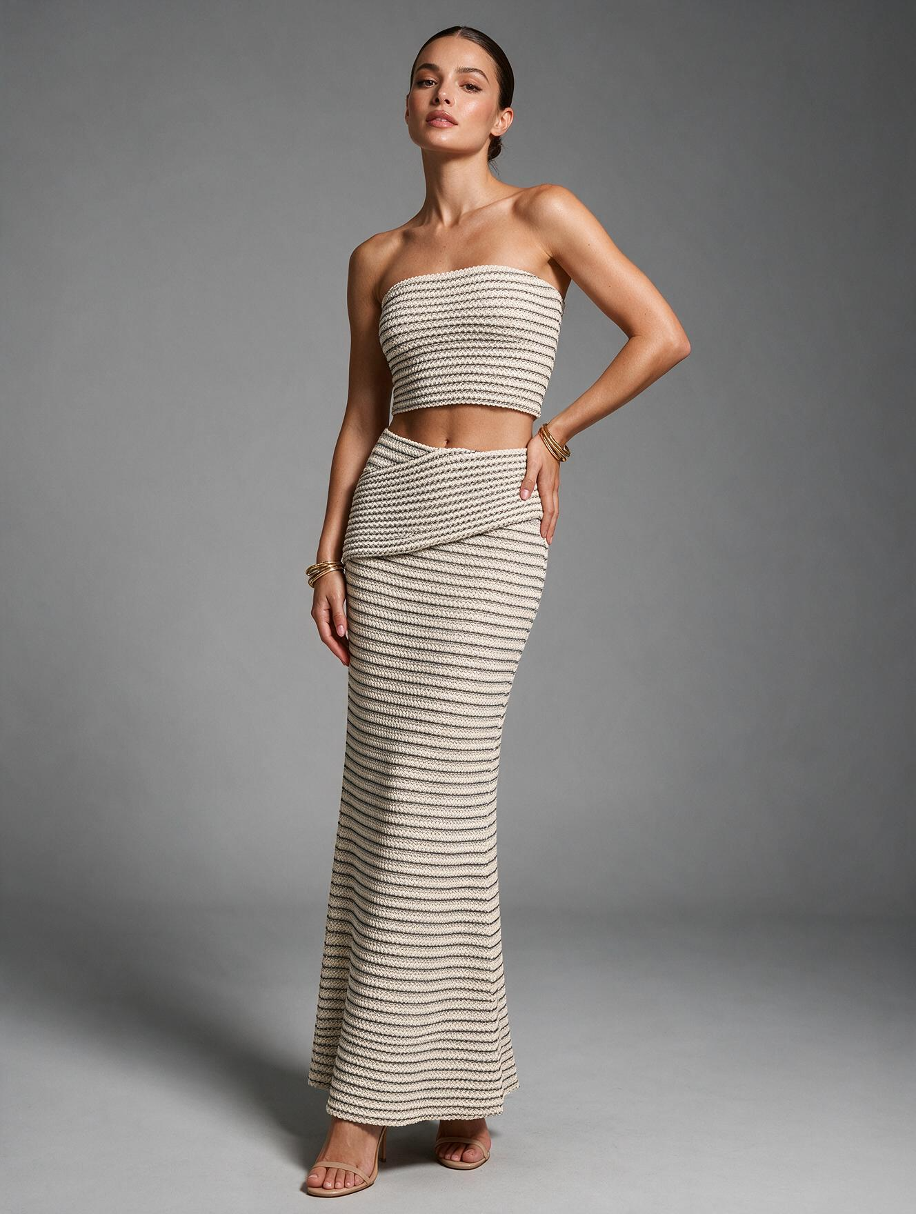 Top Bandeau Krótki Prążkowany