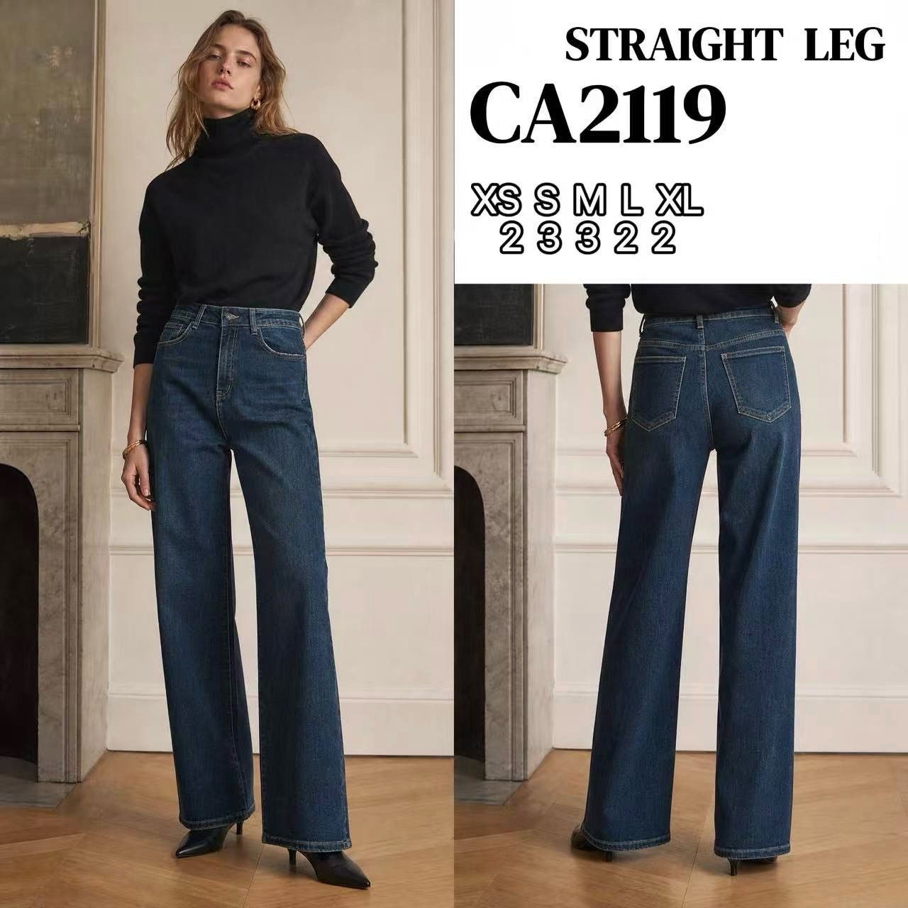 Spodnie Straight Leg Wysoki Stan