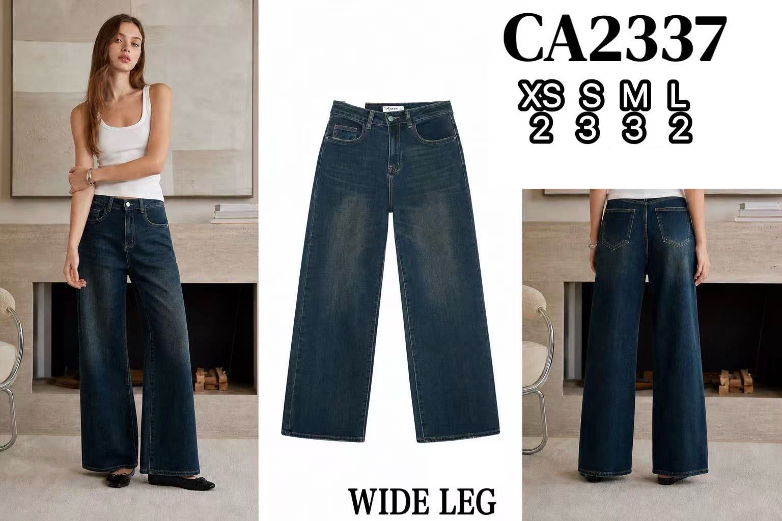 Spodnie Wide Leg z Wysokim Stanem