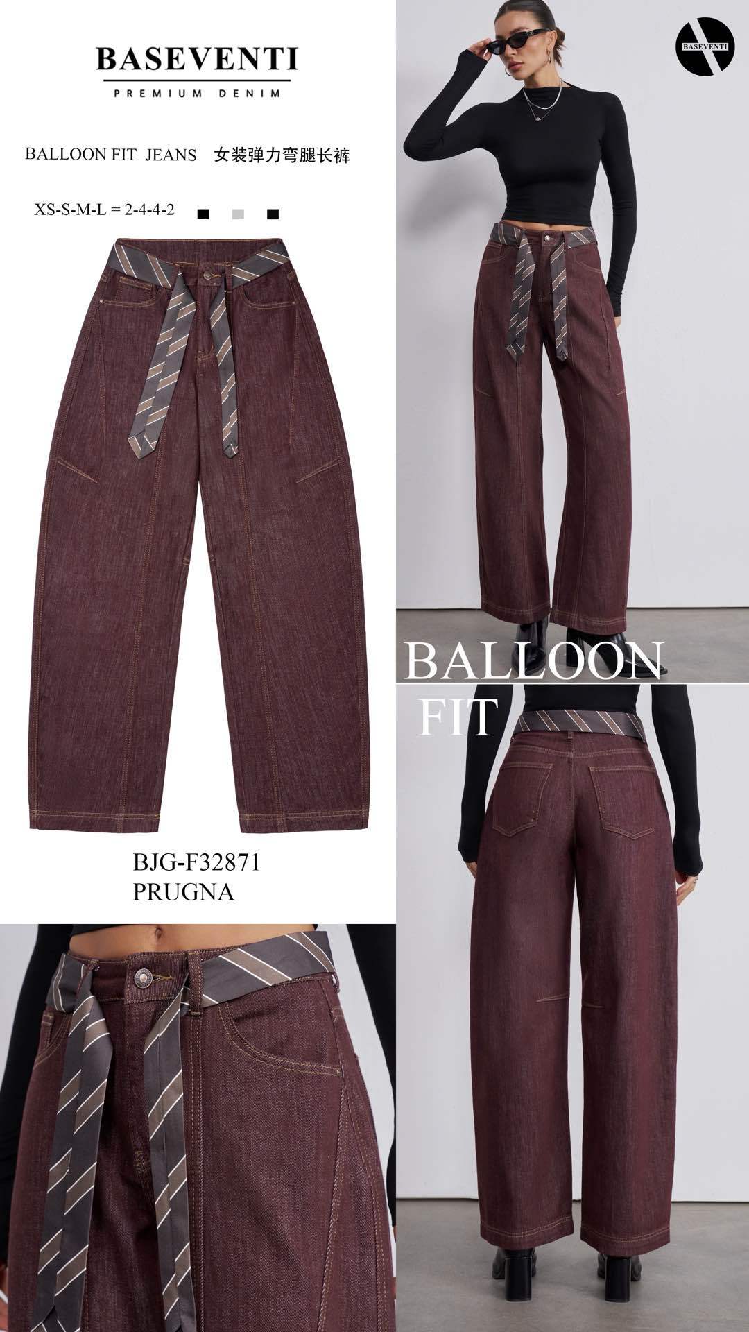 Spodnie Balloon Fit Z Pasekiem