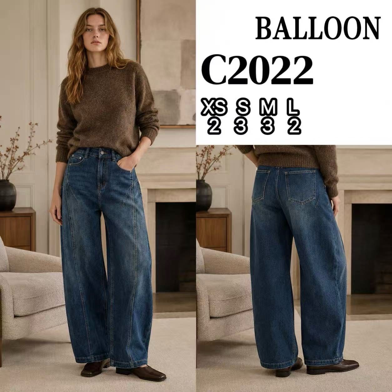 Spodnie Balloon Z Wysokim Stanem
